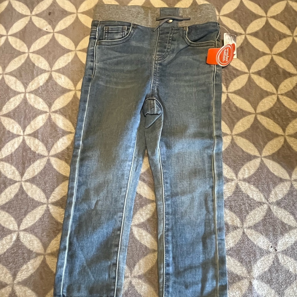 Wonder Nation Gray and Blue Knit Denim Pants